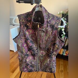 Tail Paisley Print Womens Vest Boho Athletic Colorful Pink Green Size M